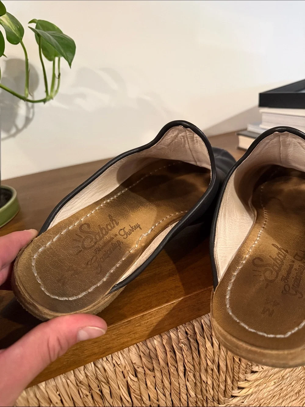 Sabah “Babah” Black all leather slip on “slides”, re-solable, good year welt
